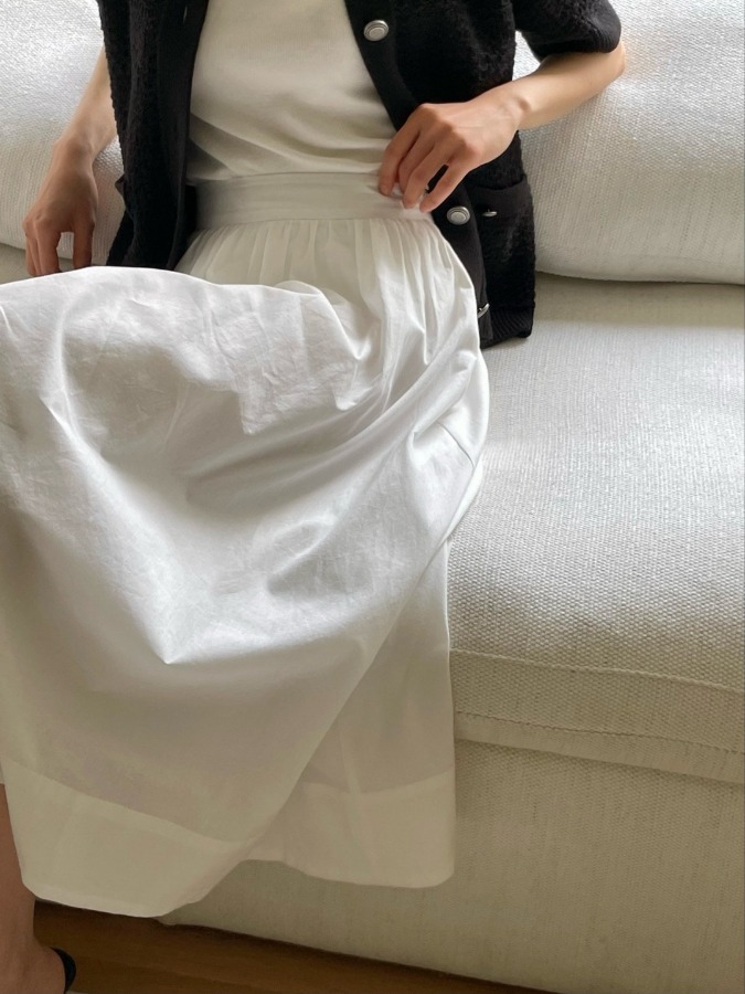 volume cotton shirring skirt
